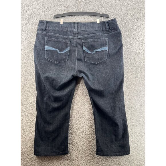 Vintage Torrid Cropped Dark Wash Denim Jeans With Double Button Plus Size 20W - Picture 2 of 10